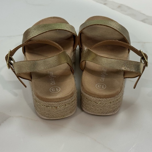 Girls Cat & Jack gold platform espadrilles size 13 - Picture 4 of 8